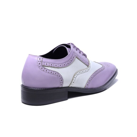 Lavender White 1920\'s Wingtip Lace up Oxford Dress Shoes main image 4